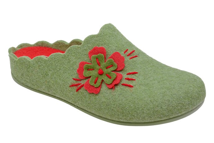 Kapcie MANITU 320524-7 Zielone Pantofle domowe Ciapy