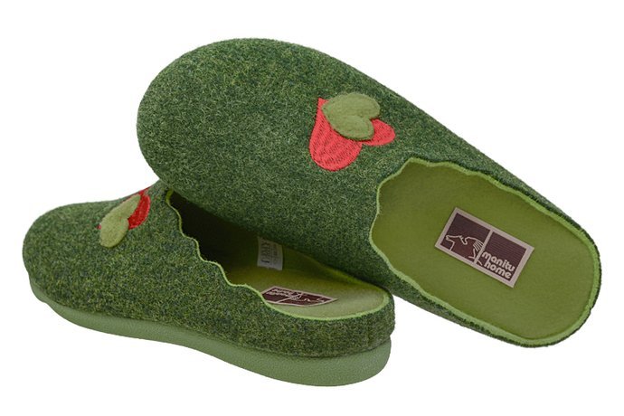 Kapcie MANITU 320597-7 Zielone Pantofle domowe Ciapy 